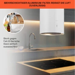 Bolea Inselabzugshaube Ø38cm Ab-/Umluft 600m³/h LED Inkl. Aktivkohlefilter -Haushaltsgeräte Geschäft 10041225 de 0006 usp