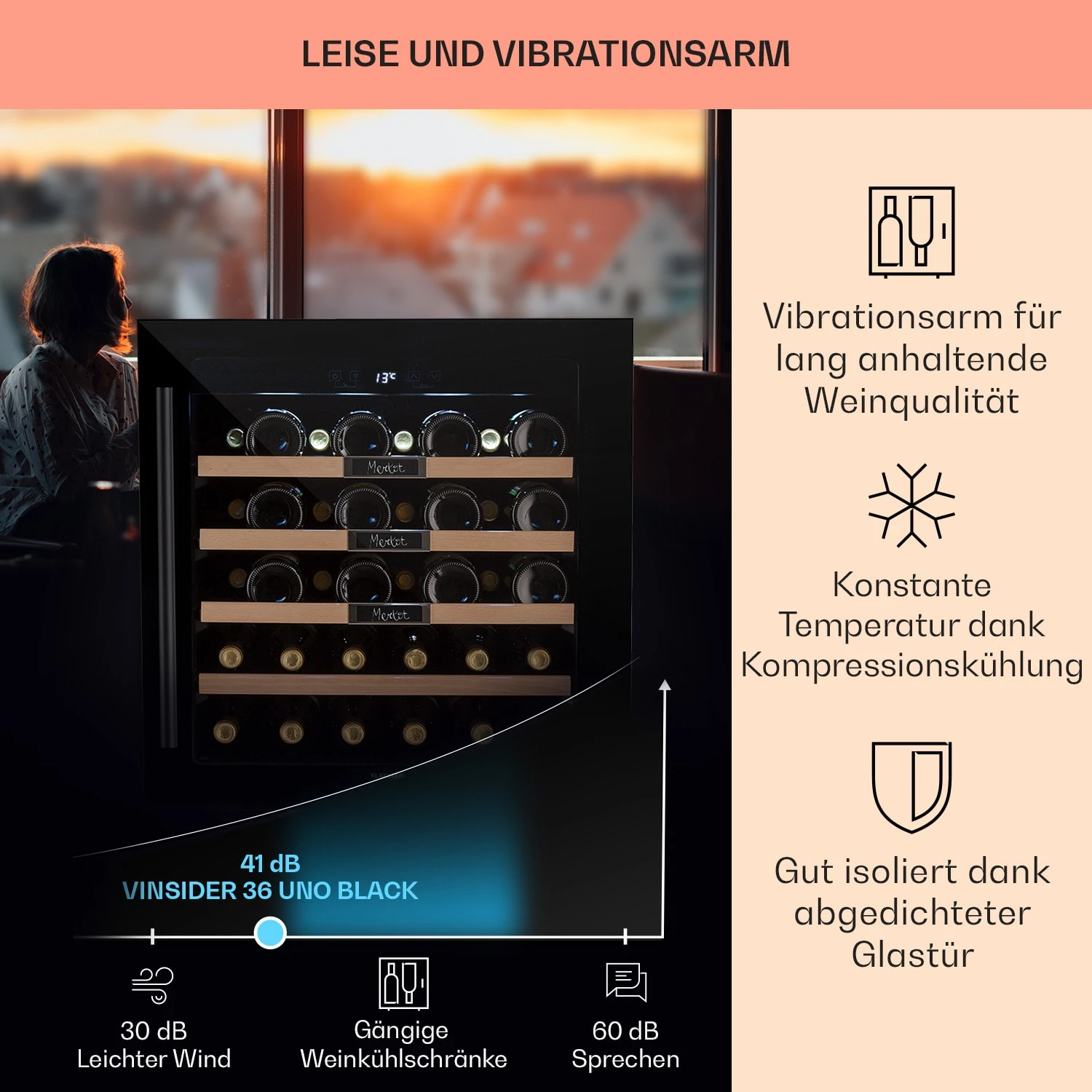 Vinsider 36 Built-In Uno Einbau-Weinkühlschrank 36 Flaschen 92 Ltr Edelstahl 4 Vinsider 36 Built-In Uno Einbau-Weinkühlschrank 36 Flaschen 92 Ltr Edelstahl – Bild 4