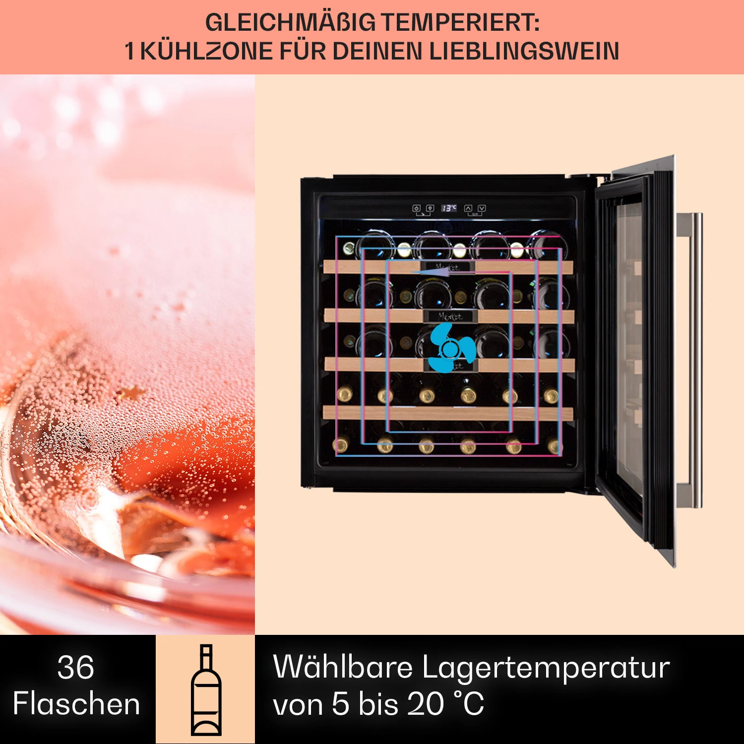 Vinsider 36 Built-In Uno Einbau-Weinkühlschrank 36 Flaschen 92 Ltr Edelstahl 3 Vinsider 36 Built-In Uno Einbau-Weinkühlschrank 36 Flaschen 92 Ltr Edelstahl – Bild 3