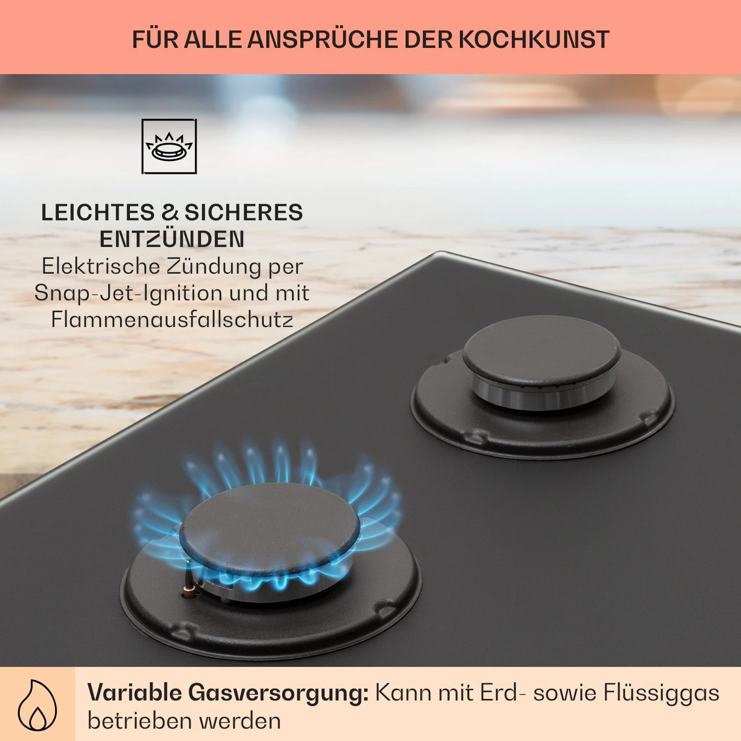 Firetale Gaskochfeld 4-flammig 60 Cm Aluminium-Brenner Inkl. Schlauch Und Druckminderer 5 Firetale Gaskochfeld 4-flammig 60 Cm Aluminium-Brenner Inkl. Schlauch Und Druckminderer – Bild 5