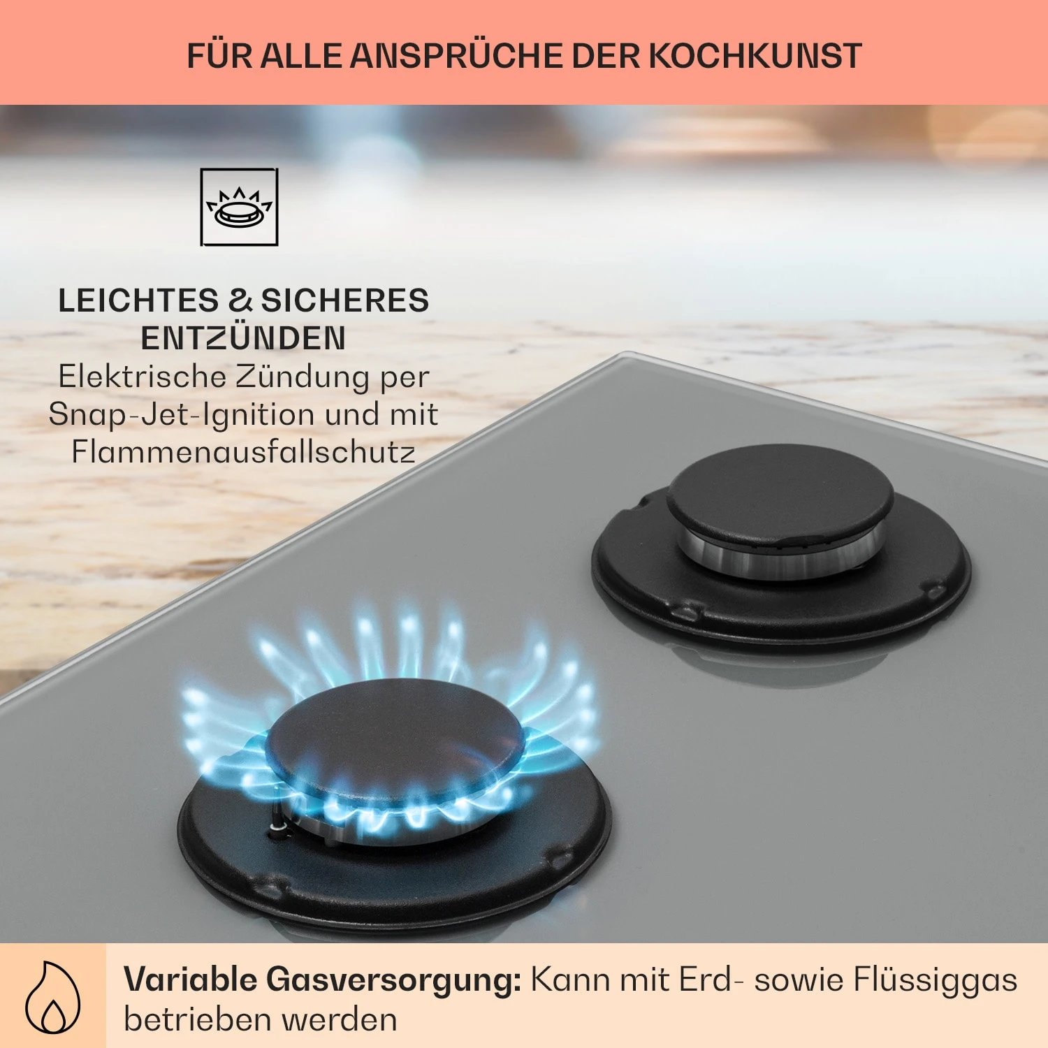 Firetale Gaskochfeld 4-flammig 60 Cm Aluminium-Brenner Inkl. Schlauch Und Druckminderer 5 Firetale Gaskochfeld 4-flammig 60 Cm Aluminium-Brenner Inkl. Schlauch Und Druckminderer – Bild 5