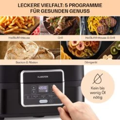 Combo Air Grill-Heißluftfritteuse 5 Programme 1500 Watt 4,5 L Grillkorb 2,5 L Frittierkorb -Haushaltsgeräte Geschäft 10041331 de 0003 usp