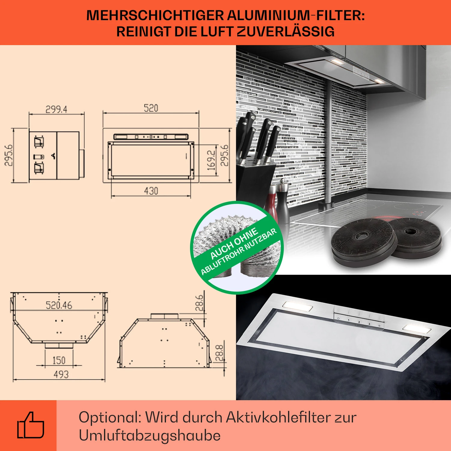 Camila Dunstabzugshaube Einbau 52 Cm 397 M³/h LED Touch Edelstahl 5 Camila Dunstabzugshaube Einbau 52 Cm 397 M³/h LED Touch Edelstahl – Bild 5