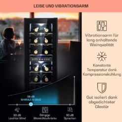 Shiraz 12 Duo Weinkühlschrank 2 Zonen 42L/12 Flaschen 5-12 / 12-18 °C Touch -Haushaltsgeräte Geschäft 10041361 de 0004 usp