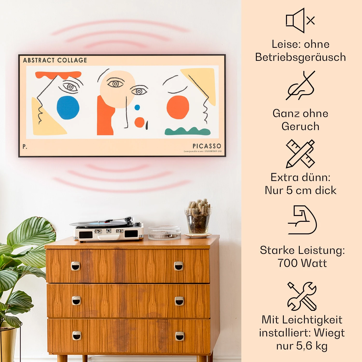 Wonderwall Air Art Smart Infrarotheizung 60x120 Cm 700W Wandinstallation App-Steuerung Abstrakt 2 Wonderwall Air Art Smart Infrarotheizung 60x120 Cm 700W Wandinstallation App-Steuerung Abstrakt – Bild 2