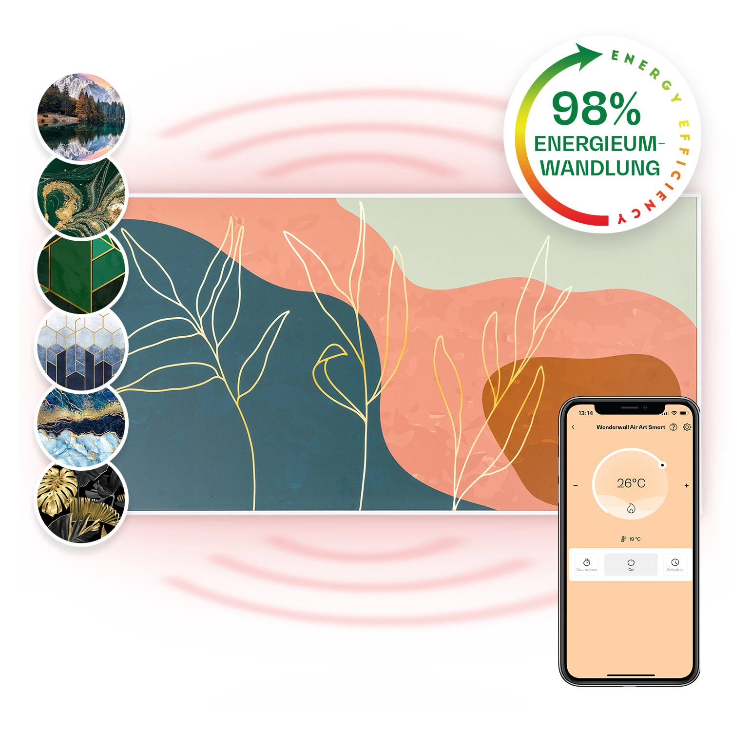 Wonderwall Air Art Smart Infrarotheizung 60x120 Cm 700W Wandinstallation App-Steuerung Goldene Linien 1 Wonderwall Air Art Smart Infrarotheizung 60x120 Cm 700W Wandinstallation App-Steuerung Goldene Linien