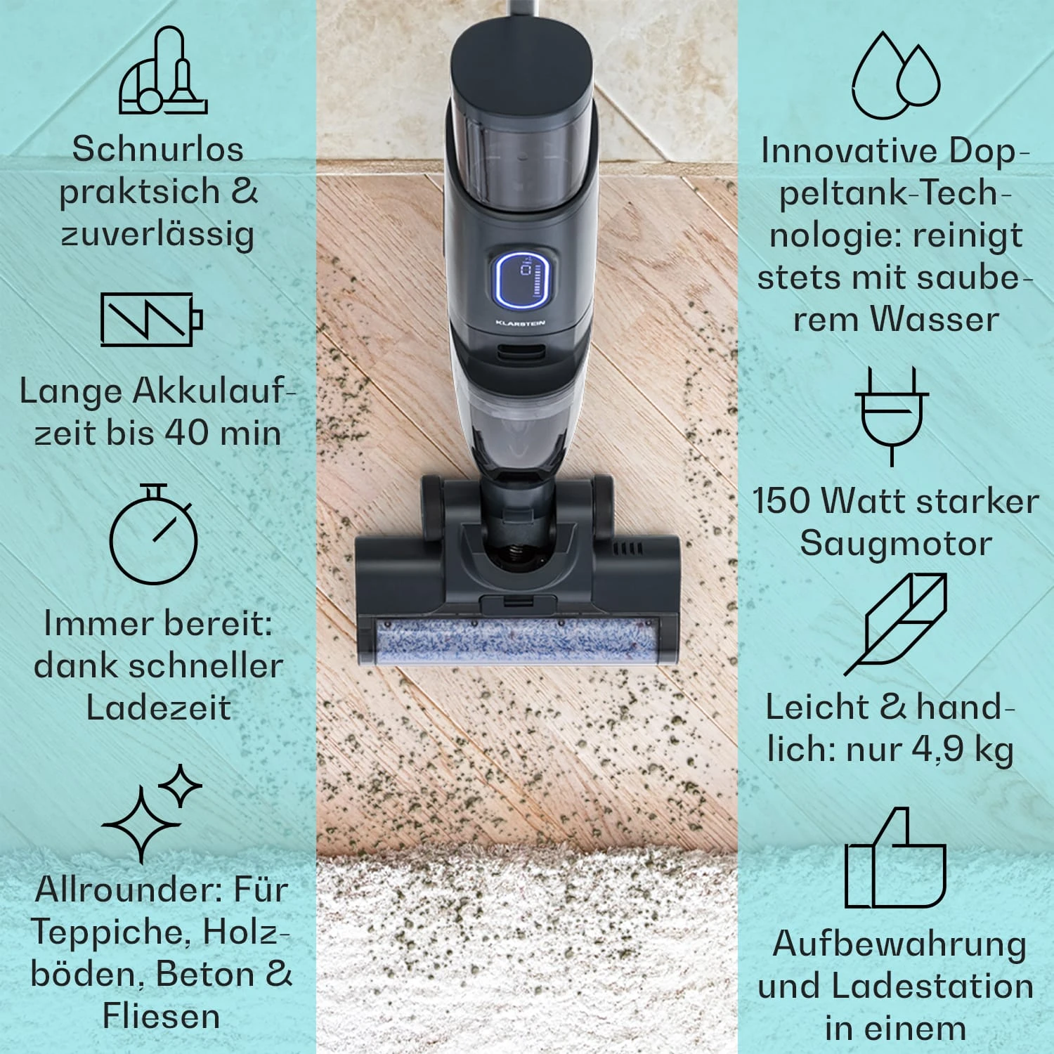 Caswell Plus Nass-/Trockensauger Kabellos Akkubetrieben LED-Display 2 Caswell Plus Nass-/Trockensauger Kabellos Akkubetrieben LED-Display – Bild 2