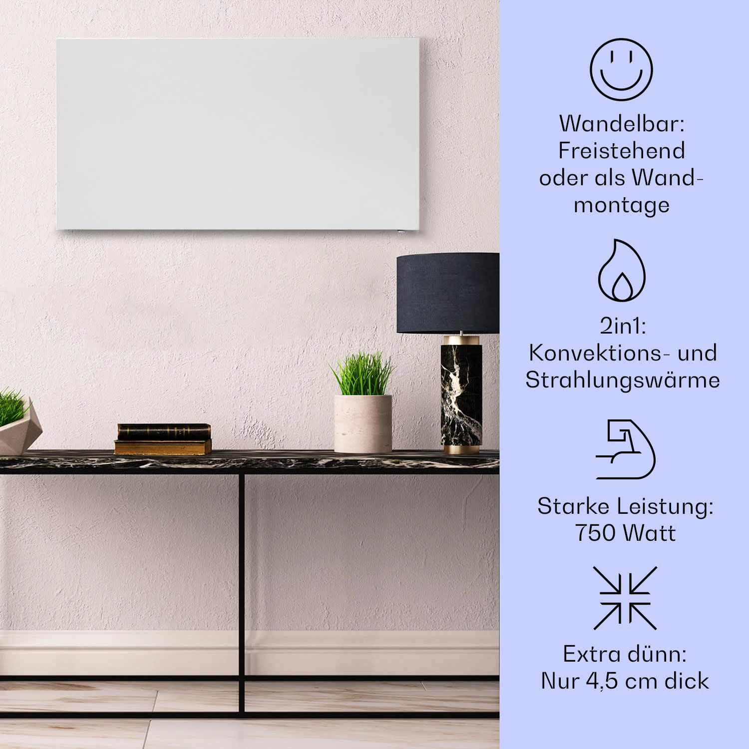 Taal Smart Hybrid-Infrarot-Heizung 105x56cm 750W Wochentimer IP24 2 Taal Smart Hybrid-Infrarot-Heizung 105x56cm 750W Wochentimer IP24 – Bild 2