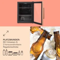 Beersafe XL Kühlschrank 60 Liter 2 Böden Doppelt Isolierte Panoramaglastür Edelstahl -Haushaltsgeräte Geschäft 10041891 de 0005 usp