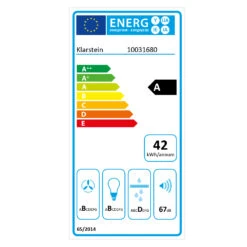 Sabia 60 Dunstabzugshaube 60cm | 600 M³/h | Energieeffizienzklasse A | Inklusive 2 X Aktivkohlefilter -Haushaltsgeräte Geschäft 60002216 energy label