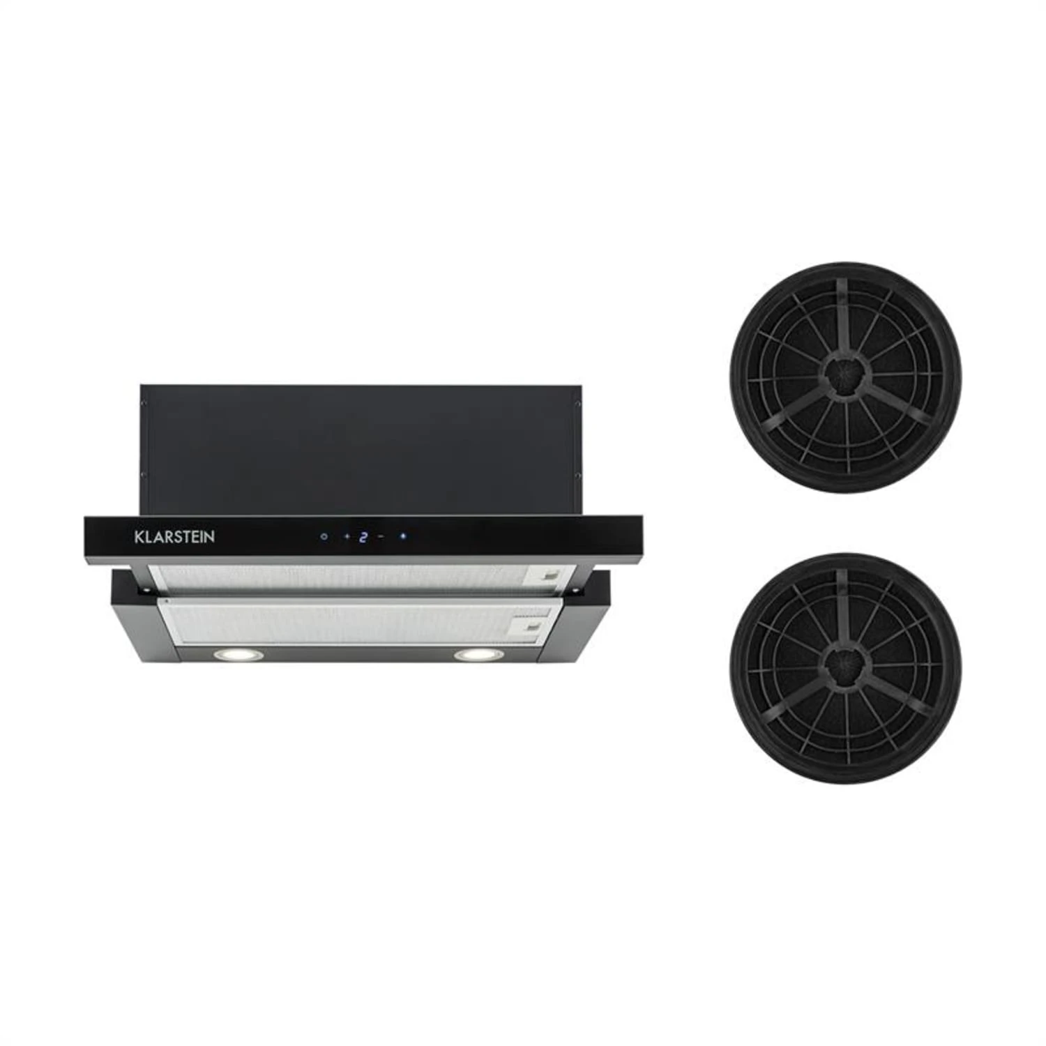 Vinea Dunstabzugshaube Umluftset 60cm 610m³/h Aktivkohlefilter Schwarz