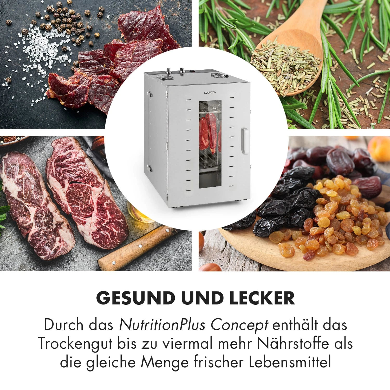 Master Jerky 16 Dörrautomat + Fleischhaken Set 1500W 40-90 °C 15h-Timer Edelstahl Silber 5 Master Jerky 16 Dörrautomat + Fleischhaken Set 1500W 40-90 °C 15h-Timer Edelstahl Silber – Bild 5