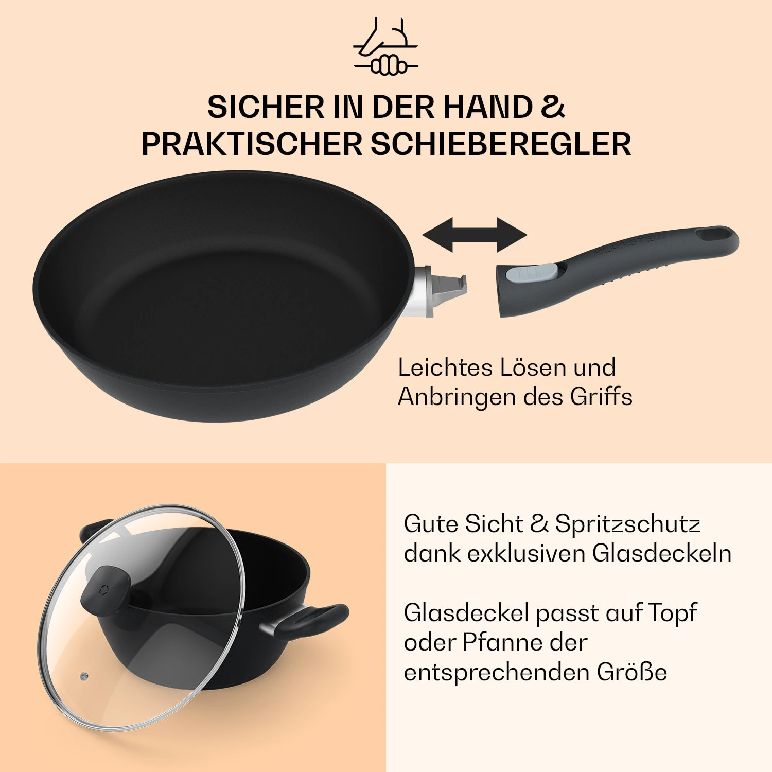 Noto Endurance Topf- Und Pfannenset Geschmiedetes Aluminium Ergonomische Griffe Glasdeckel Filz 7 Noto Endurance Topf- Und Pfannenset Geschmiedetes Aluminium Ergonomische Griffe Glasdeckel Filz – Bild 7